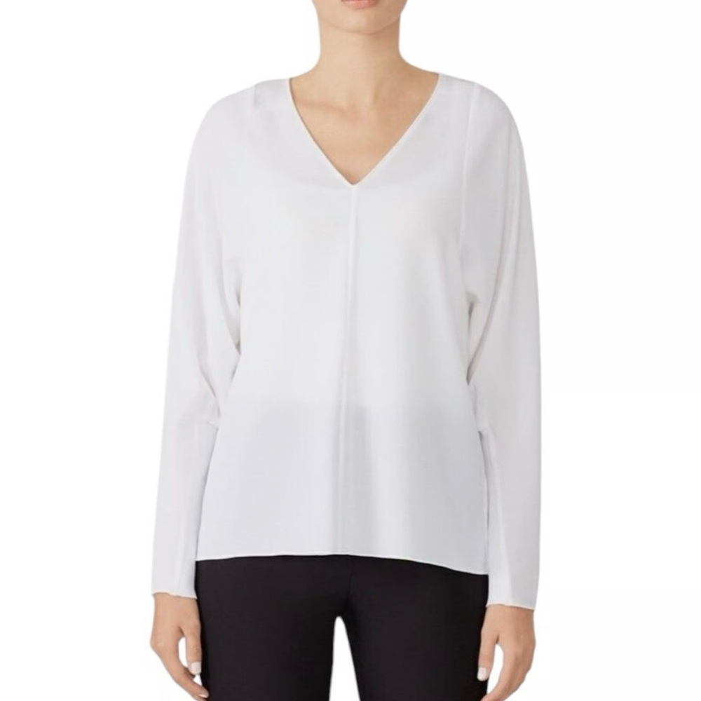 NWOT Tibi Savanna White V-neck long
Sleeve Blouse Top -S